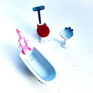 Vintage Mattel Bathroom Set Metal Dollhouse Toy Furniture